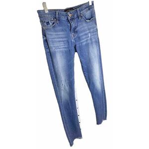 Lucky‎ Brand Ava Jeans Womens Size 0/25 Blue Distressed Skinny Jeans Raw Hem